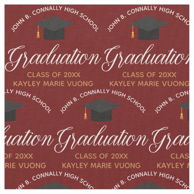 Maroon Gold Abschluss Custom 2025 School Graduate Stoff (Nahaufnahme)