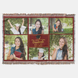 Maroon Gold Abschluss Foto Collage Chic Custom Decke