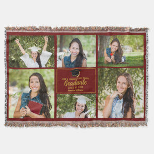 Maroon Gold Abschluss Foto Collage Chic Custom Decke