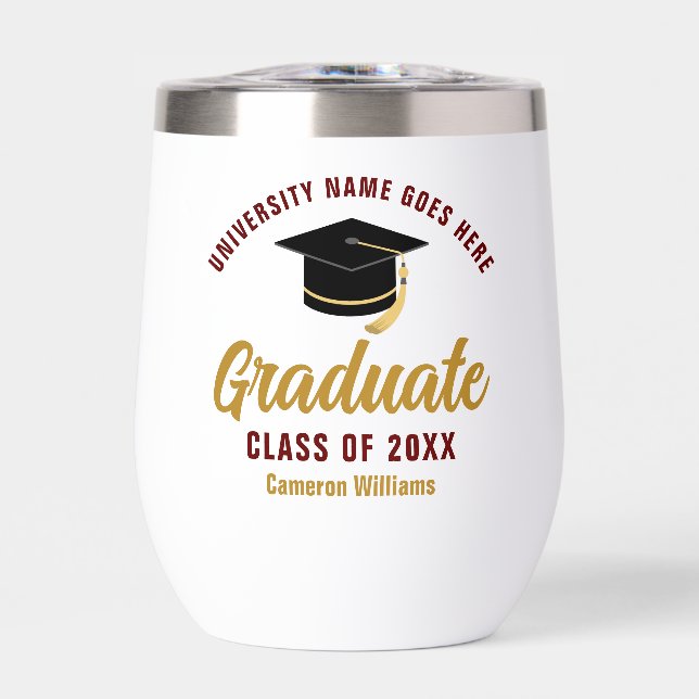 Maroon Gold Abschluss Personalisiert Graduate (Vorderseite)