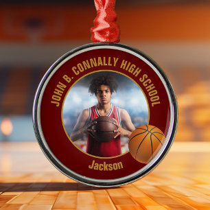 Maroon Gold Basketballspieler Foto Weihnachten Ornament Aus Metall
