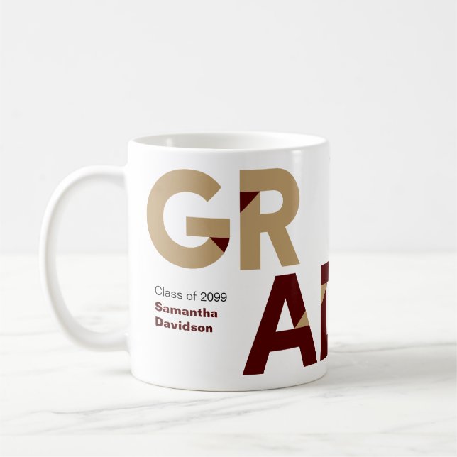 Maroon Gold Big Bold Abschluss für knackige Buchst Kaffeetasse (Links)
