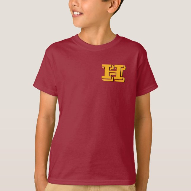 Maroon & Gold Block Letter Style Monogram T-Shirt (Vorderseite)