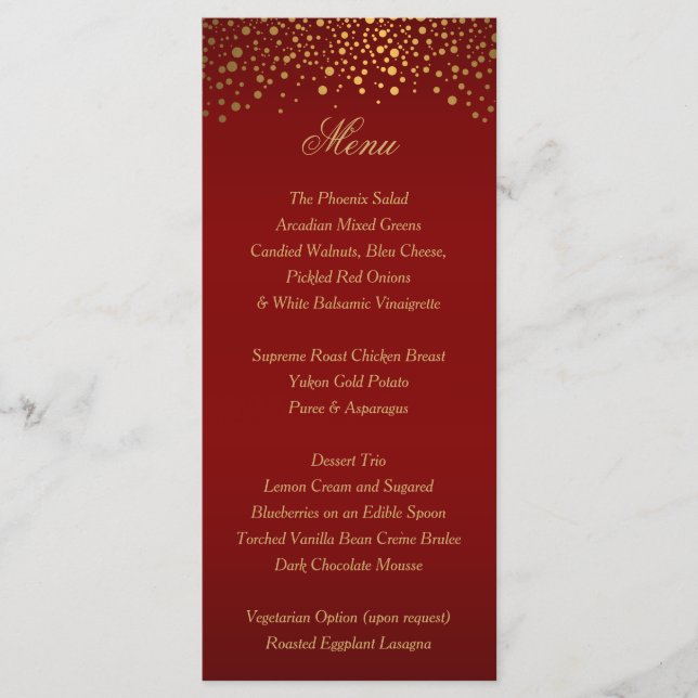 Maroon Gold Confetti élégant - Menu (Devant)