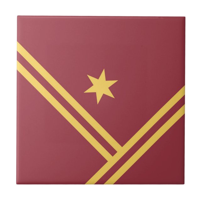 Maroon Gold Diagonal Stripes Star Moderne Grafik Fliese (Vorderseite)