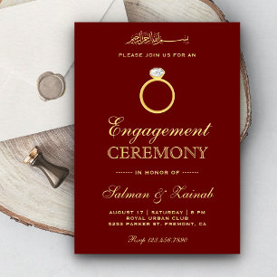Maroon Gold Diamantring Islamische Muslimische Ver Einladung