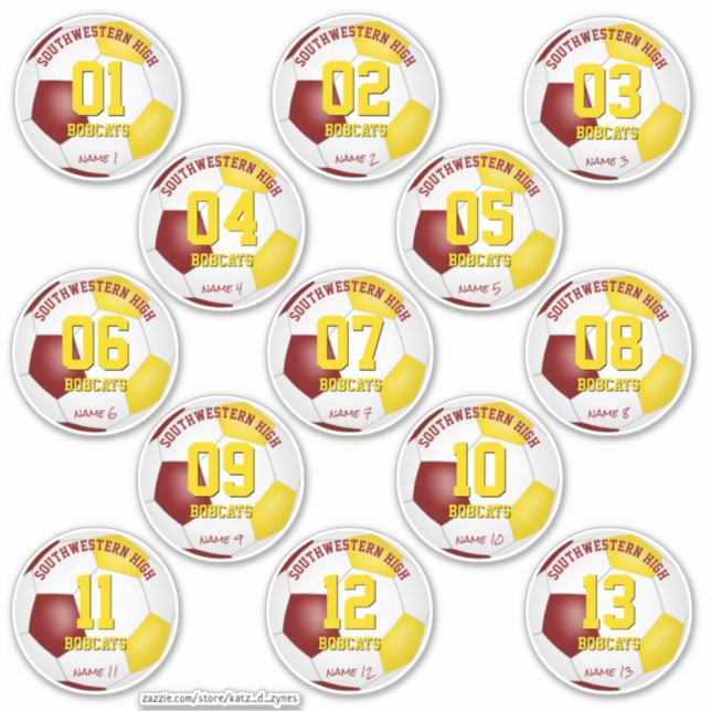 Maroon Gold Fußball-Mannschaft Geschenk Ideen Set  Aufkleber (Vorderseite)
