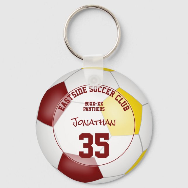Maroon Gold Fußball-Team färbt Kindersportgeschenk Schlüsselanhänger (Vorderseite)