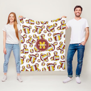 Maroon Gold Girl School Mannschaft Farben Volleyba Fleecedecke