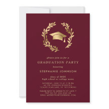 Maroon Gold Grad Cap Wreath Chic Graduation Party
