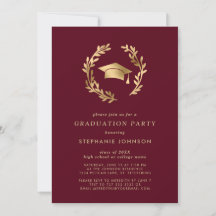 Maroon Gold Grad Cap Wreath Chic Graduation Party
