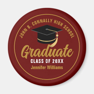 Maroon Gold Graduate Custom 2025 Abschluss Magnet