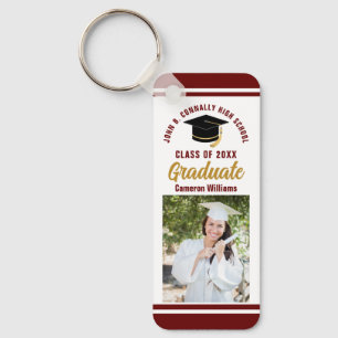 Maroon Gold Graduate Foto 2023 Custom Abschluss Schlüsselanhänger