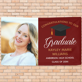 Maroon Gold Graduate Foto Graduate Party Banner