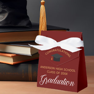 Maroon Gold Graduation Party Chic Custom Geschenkschachtel