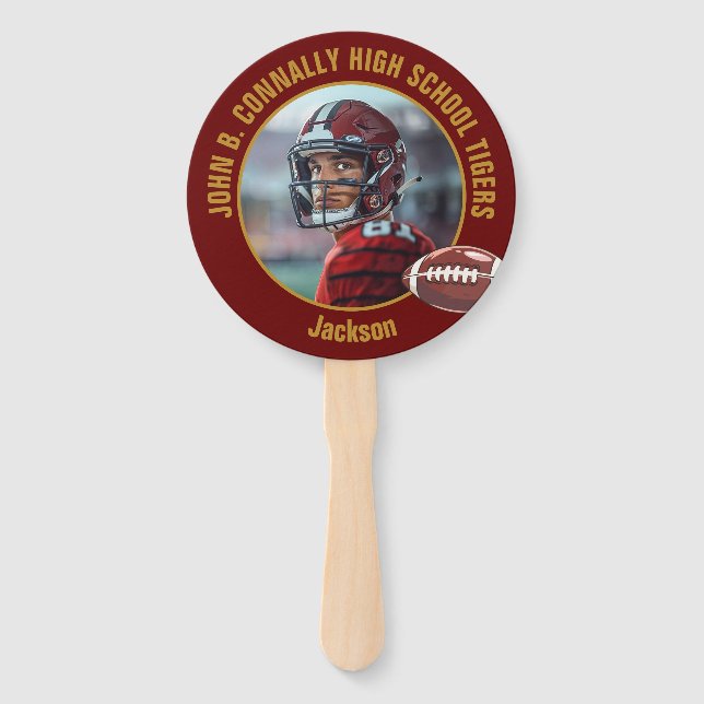 Maroon Gold High School Football Player Photo Fächer (Vorderseite)