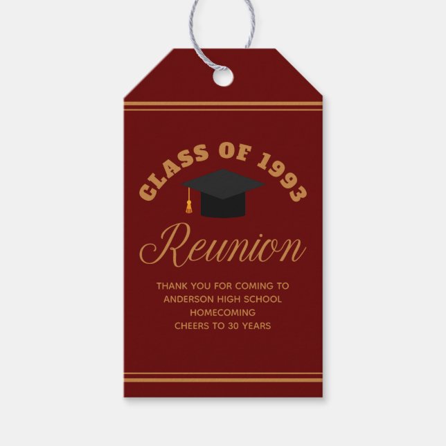 Maroon Gold High School Wiedersehen Personalisiert Geschenkanhänger (Vorderseite)