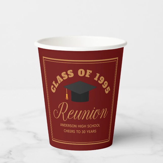Maroon Gold High School Wiedersehen Personalisiert Pappbecher (Vorderseite)