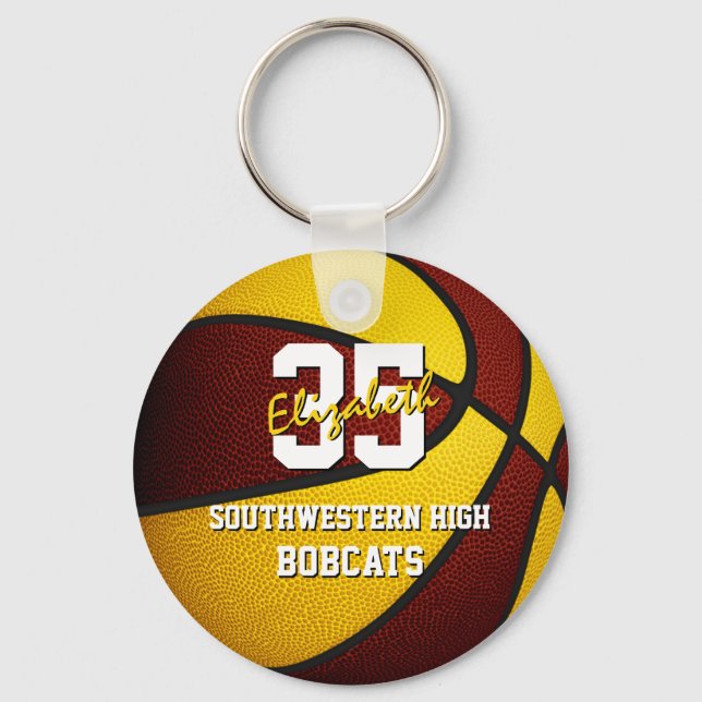 Maroon Gold Kinder Basketball Team Farben Schlüsselanhänger (Vorderseite)