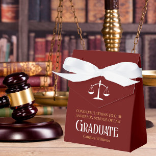 Maroon Gold Law School Custom Graduation Party Geschenkschachtel