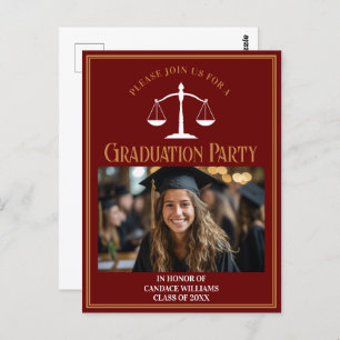 Maroon Gold Law School Graduation Party Invitation