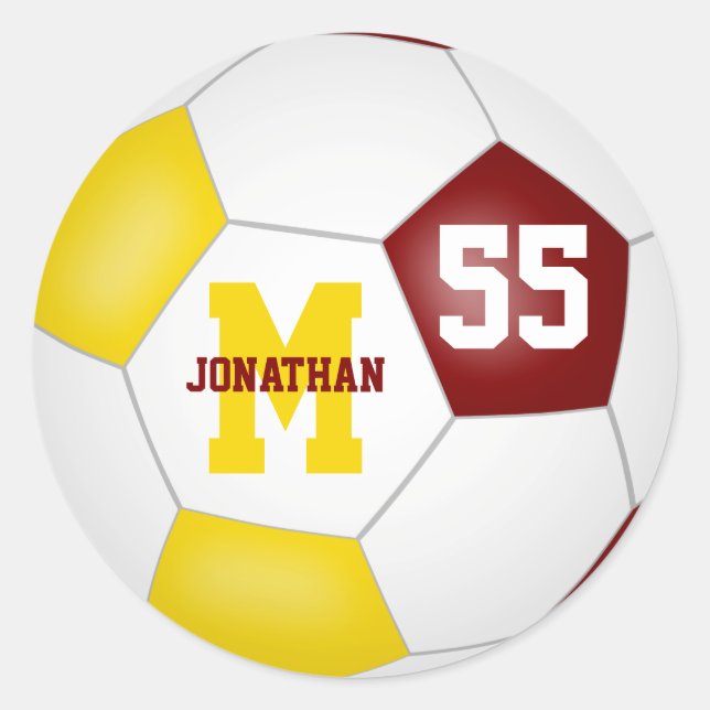 Maroon Gold Mannschaft Farben Fußball personalisie Runder Aufkleber (Vorderseite)
