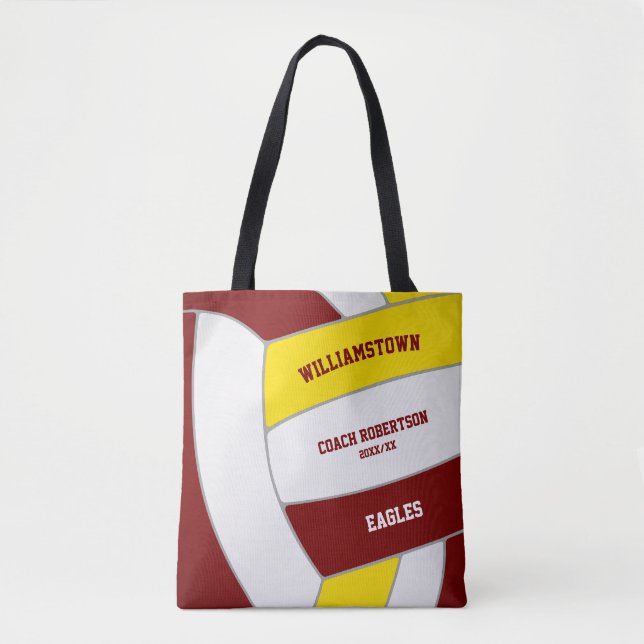 Maroon Gold Mannschaft Farben Volleyball-Athleten  Tasche (Vorderseite)