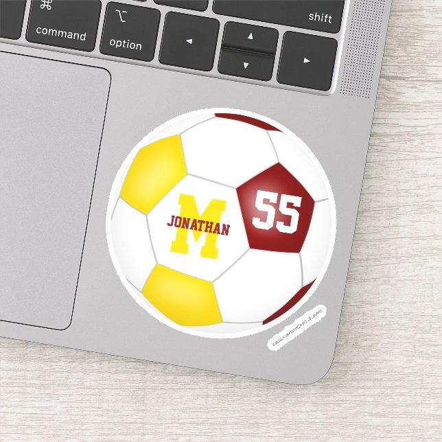 Maroon Gold-Mannschaft färbt Jungs-Fußball Aufkleber (Detail)