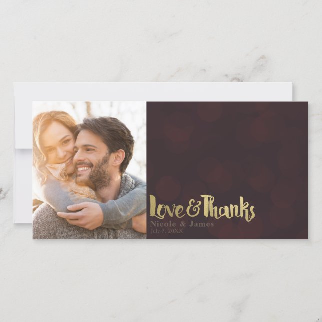 Maroon Gold Mariage Photo Love & Merci Merci (Devant)