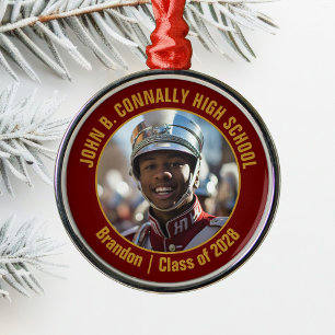 Maroon Gold Marschbanden Foto Weihnachten Ornament Aus Metall