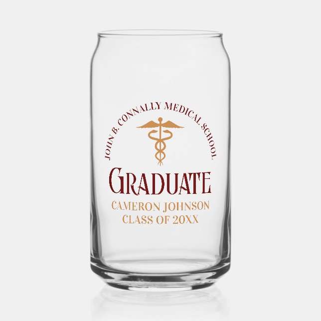Maroon Gold Medical School Graduation Party Dosenglas (Vorderseite)