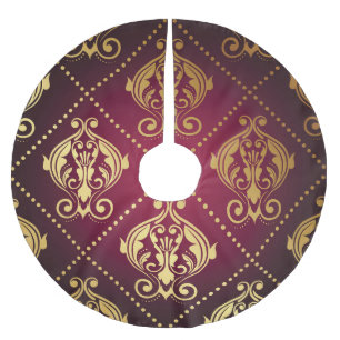 Maroon Gold Ornament Vintage Tapete Polyester Weihnachtsbaumdecke