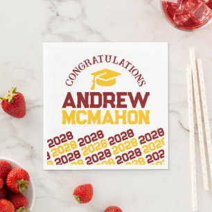 Maroon & Gold Personalisiert Graduation Party Pape Serviette
