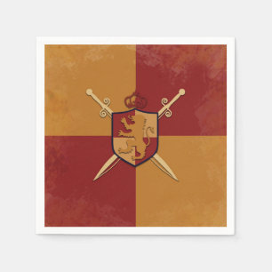 Maroon & Gold Royal Knight Greifen Schild Party Serviette