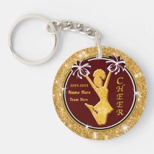 Maroon, Gold, Schwarz und Weiß Cheer Geschenkidee Schlüsselanhänger