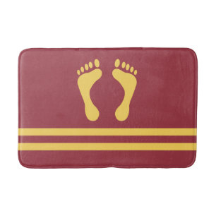 Maroon Gold Streifen und Feet Moderne Grafik Badematte