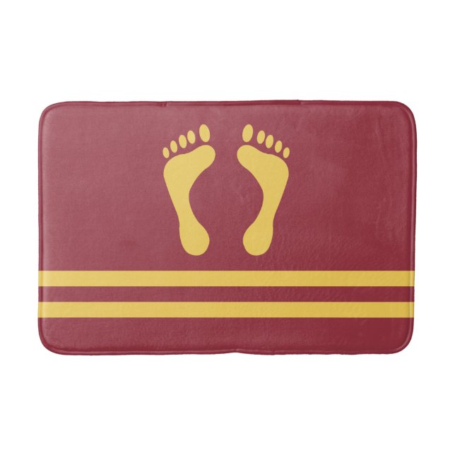 Maroon Gold Streifen und Feet Moderne Grafik Badematte (Vorderseite)