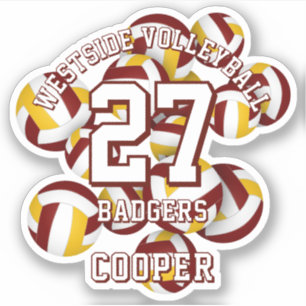 Maroon Gold Team färbt Volleyballs Kinder Namen Aufkleber