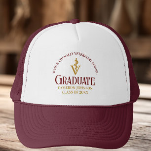 Maroon Gold Veterinary School Abschluss Custom Truckerkappe