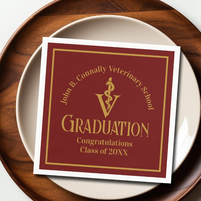 Maroon Gold Veterinary School Graduation Party Serviette (Von Creator hochgeladen)