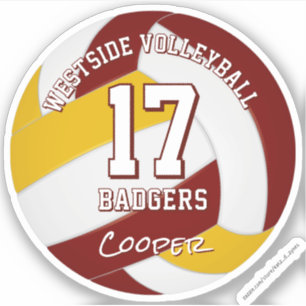 maroon gold Volleyball-Mannschaftsfarben Kinder-Te Aufkleber