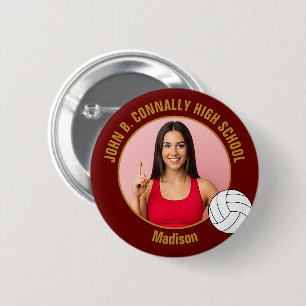Maroon Gold Volleyball-Spieler-Foto High School Button