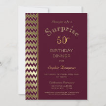 Maroon Gold Zickzack Überraschung 50. Geburtstag A
