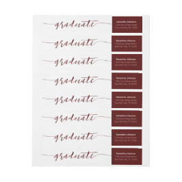 Maroon Graduate Script Modern Wrap Um Label