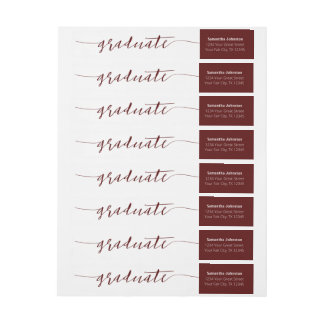 Maroon Graduate Script Modern Wrap Um Label