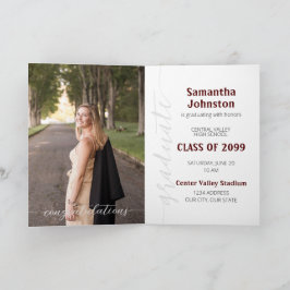 Maroon Graduate Script Modernes Foto Einladung