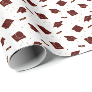 Maroon Graduation Cap Toss Geschenkpapier