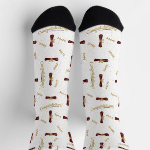Maroon Gratulationen Diploma Class Year Grad Socken