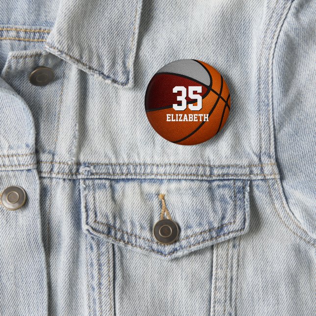 Maroon Graue Basketballmannschaft Farben Button (Beispiel)