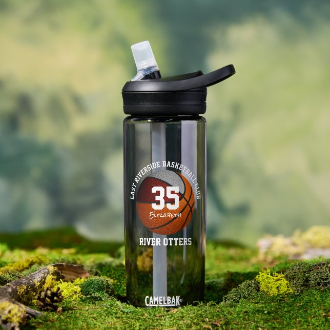 Maroon Graue Basketballmannschaft farbenfrohe Jung Trinkflasche (Außenbereich)